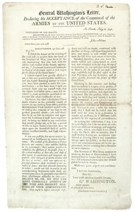 Lettre du général Washington déclarant son acceptation du commandement, 18 juillet 1798